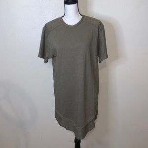 WCSP green casual boho asymmetrical short sleeve mini dress